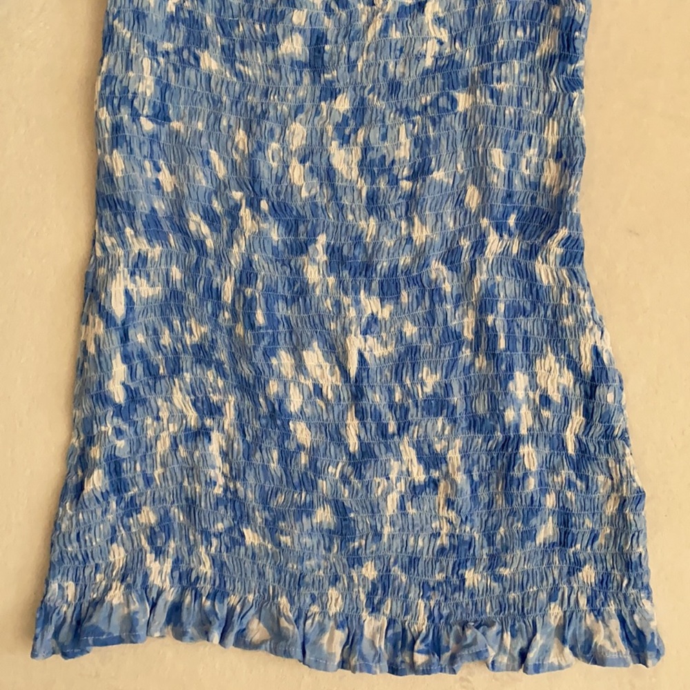 Faithfull The Brand | Magnolia Smocked Mini Dress Blue Roos Tie Dye (M/6) - Picture 7 of 16